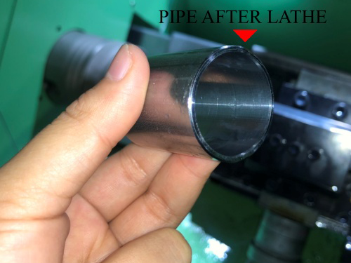 Lathe type boring pipe